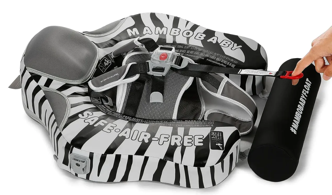 Boia Mambobaby Zebra Deluxe Edition Com Cauda e Proteção Solar (3 meses a 3 anos)